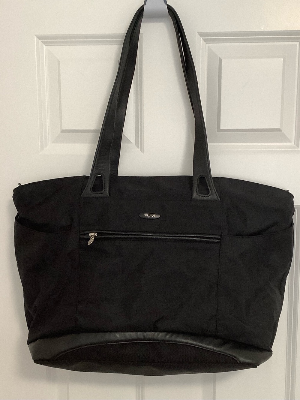 Tumi Black Nylon Tote with Leather Handles